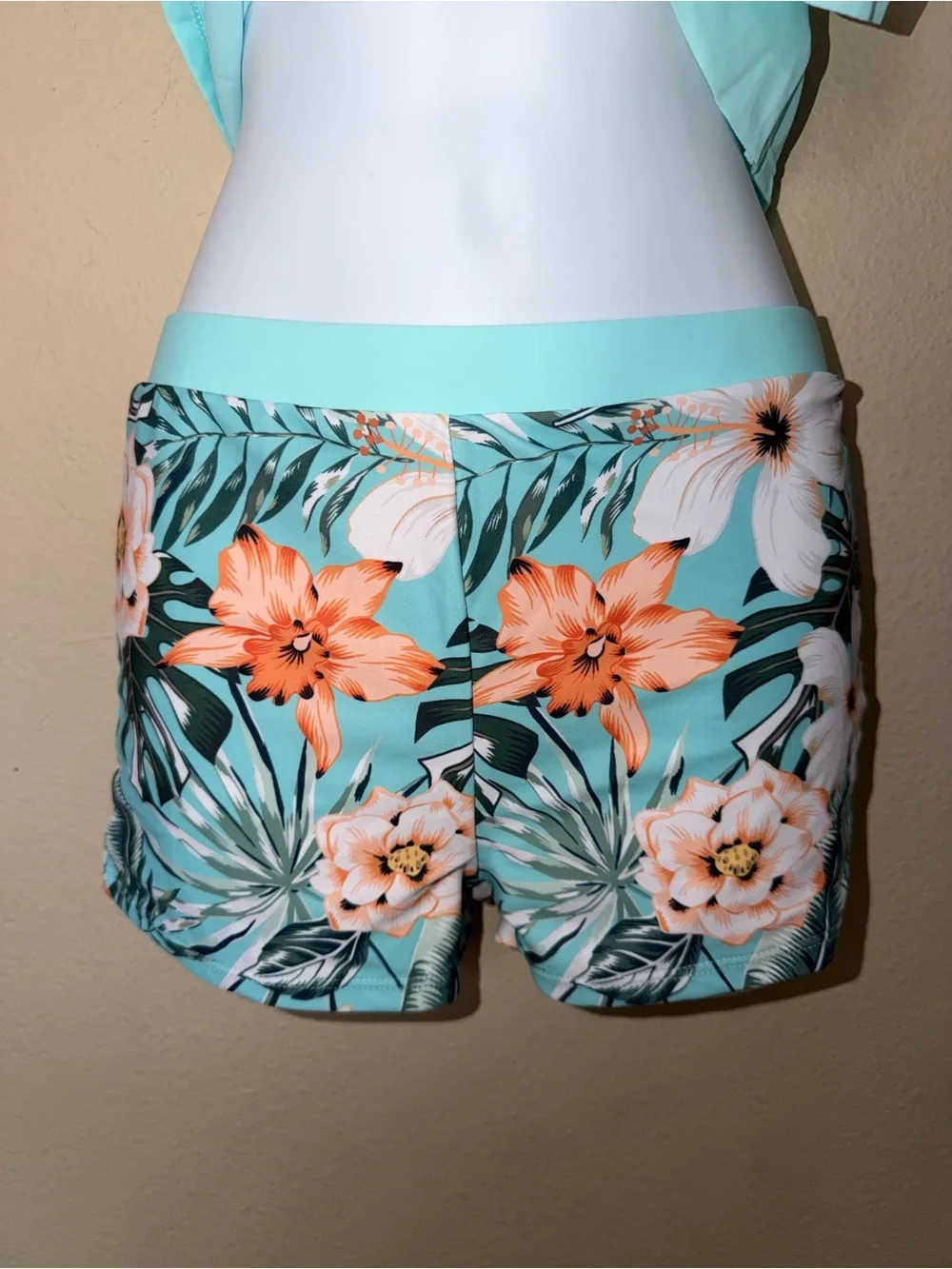 New Girls Turquoise Tiered Ruffle Swim top and shorts bottoms 13-14years